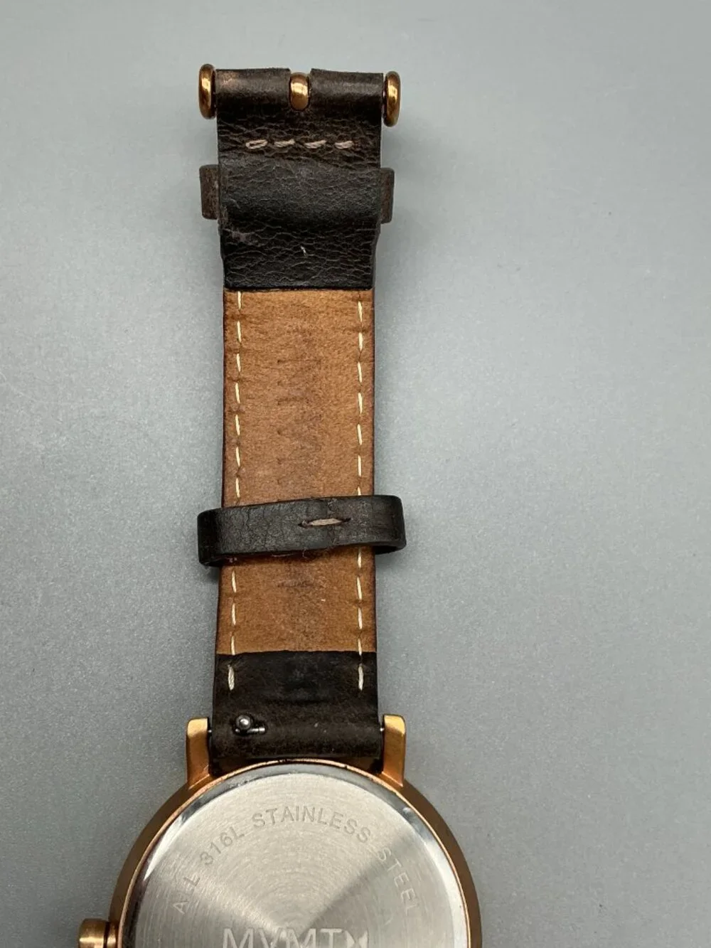 MVMT Ashen Taupe Womens Watch 34mm Rose Gold Tone Date Leather New Battery